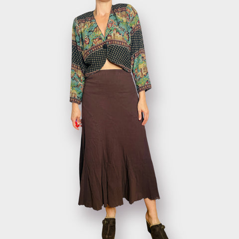 Y2K Brown Cotton Maxi Skirt
