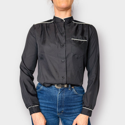 90s Alice Stuart Black Shirt with white edges Size M