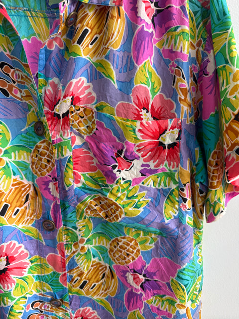 00s Restless Clothiers Tropical Silk Blouse Size S