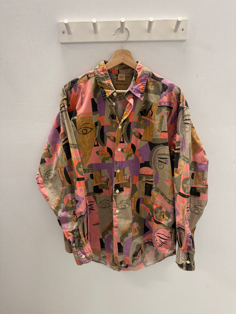 90s Ruff Hewn Abstract Print Button Down Size L