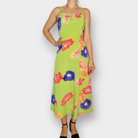 90s Joni Blair Lime Floral Maxi Dress