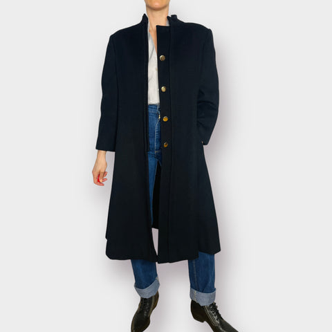 90s Harve Bernard Black Wool Overcoat