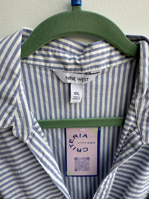 00s Nine West Blue Striped Sleeveless Size XXL