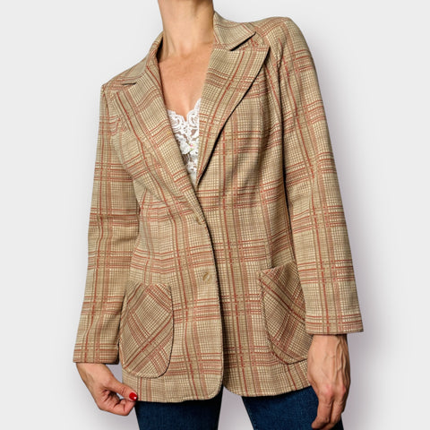 70s Devon Tan Orange Plaid Blazer Size L