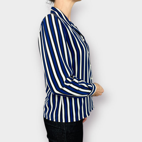 90s Leslie Fay Blue Striped Blouse Size M
