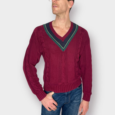 90s Oakton Limited Burgundy v-neck Sweater