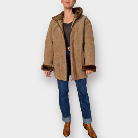St. John's Bay Suede Faux Fur lined Coat Size L