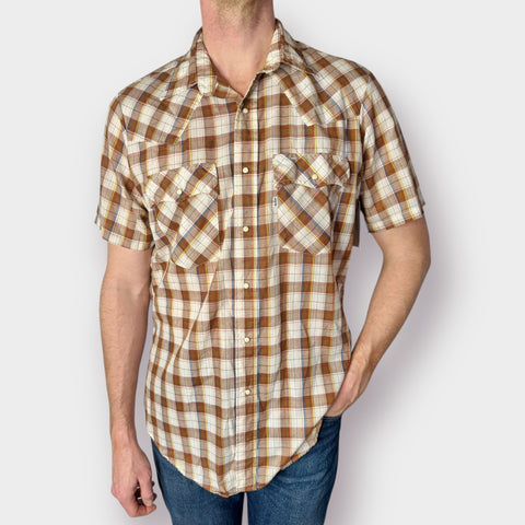 80s Levi’s Plaid Pearl Snap Size L