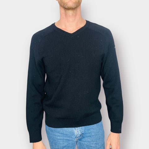 80s ROCKEE USA Black Wool V-neck Sweater