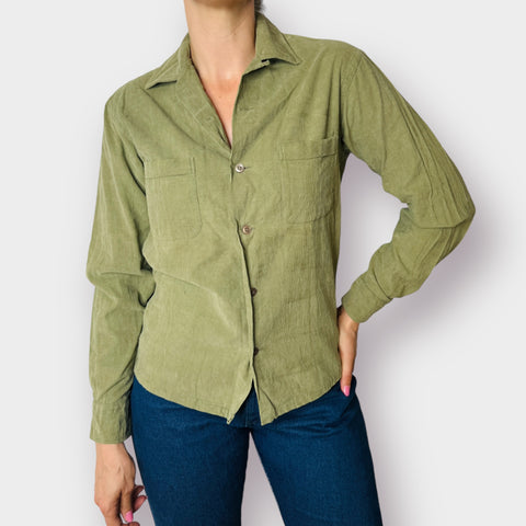 70s Workwear Green Corduroy Shirt