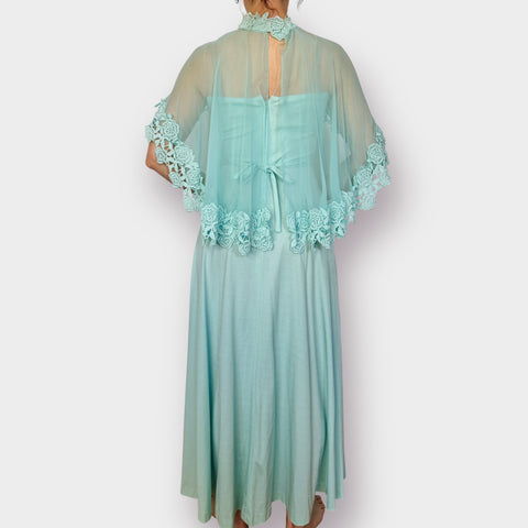 70s Marilyn Seafoam Maxi Dress Size S/M