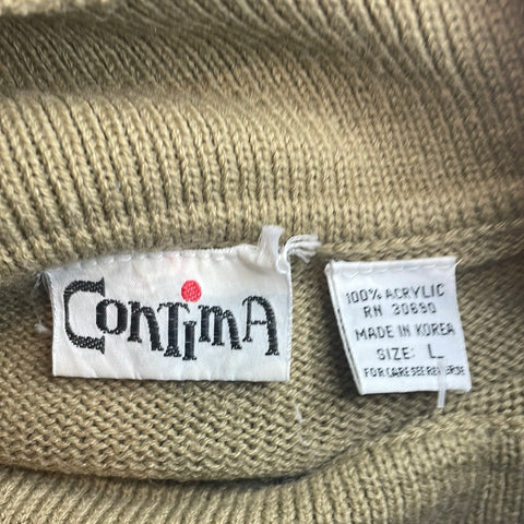 80s Contima Tan Button Shoulder Turtleneck Sweater