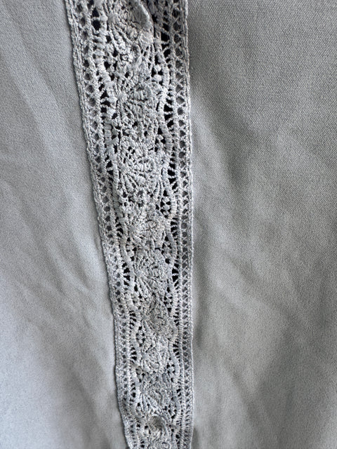 90s Blue Lace Trim Blouse size L