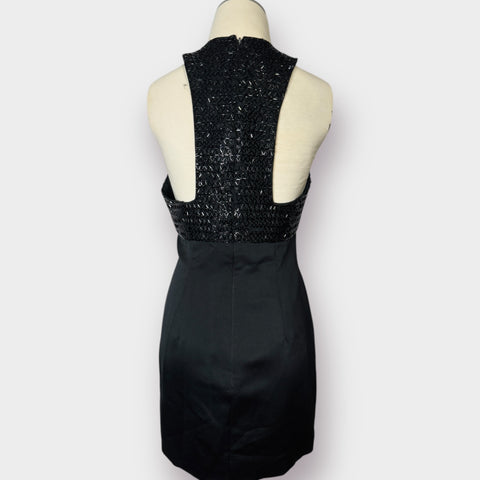 90s Black Tie Oleg Cassini Beaded Mini Dress Size S