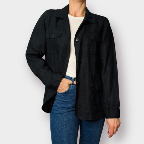 90s Harve Benard Linen Black Shaket Size L