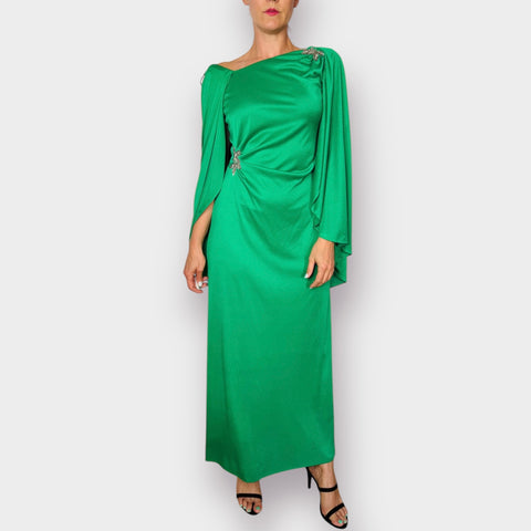 70s Claralura Kelly Green Gown Size M 70s Claralura Kelly Green Gown Size M