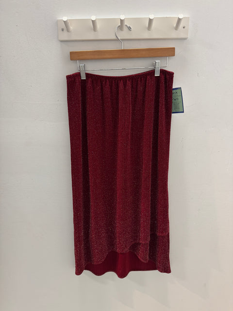 90s Donna Ricco Burgundy Sparkle Skirt size L