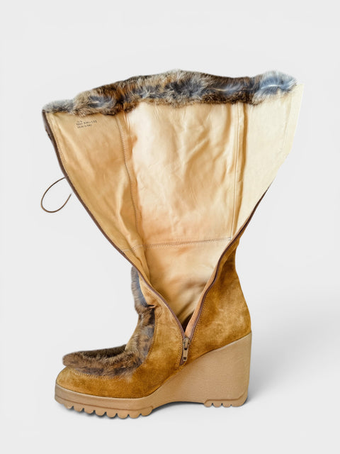 00s COACH Suede and Fur Boots Size 11