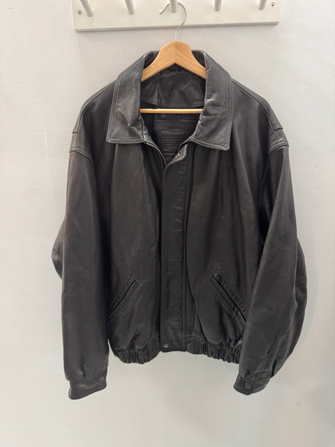 COACH Black Leather Bomber Jacket Size XL