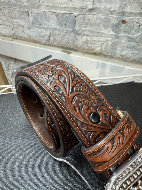 ARIAT Stamped Leather Buckle Belt
