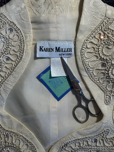 80s Karen Miller cream embellished Top Size M