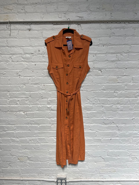 00s Avenue Orange Linen Blend Dress Size XL