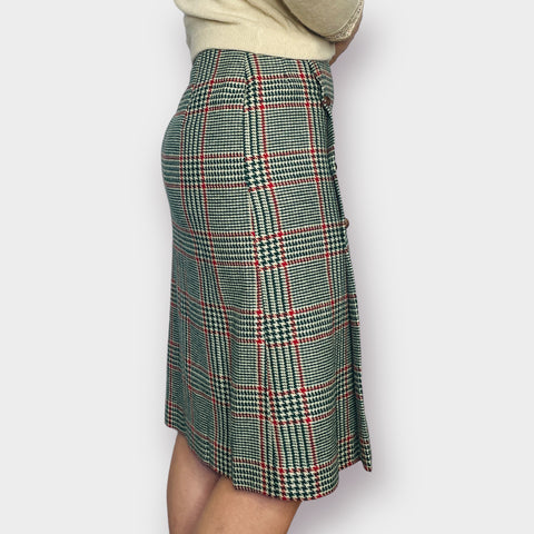 70s Red and Green Wool Plaid Skirt