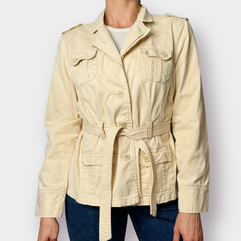 Y2K French Cuff Khaki Belted Jacket Size L