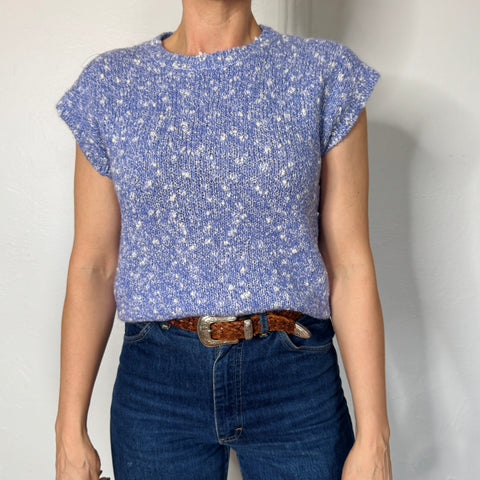 80s Pichet and Past Blue Capped Sleeve Sweater Vest Size S