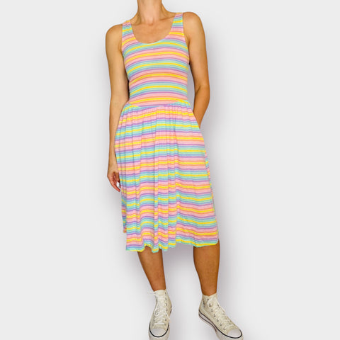 80s Times Up Pastel Rainbow Dress