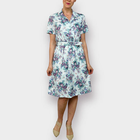 70s Haband Floral Day Dress with Matching Belt