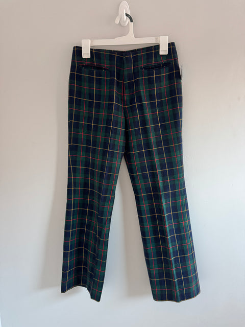 70s Plaid Wool Slacks Size XS