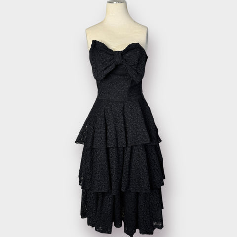 1950s Black Lace Strapless Cocktail Dress size Size XS