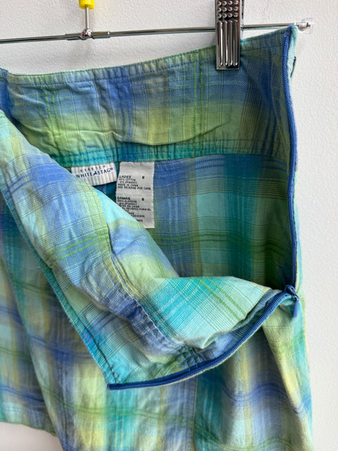 90s White Stagg Green Blue Plaid Skort Size S