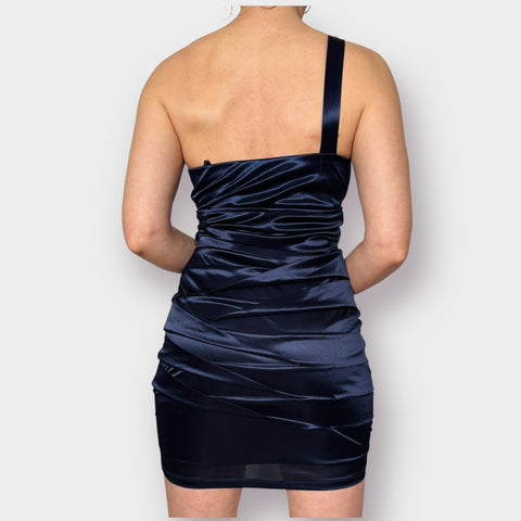 Y2K Deb Navy One Shoulder Dress Size M