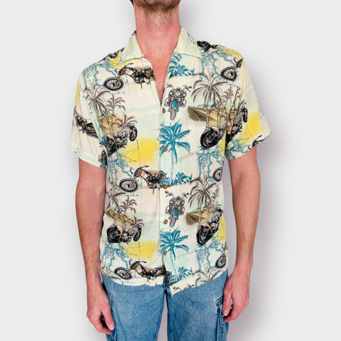 Y2K Newport Blue Motorcycle Top Size M