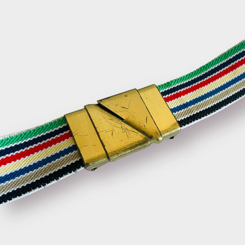 80s Rainbow Stretch Belt with Gold Clasp
