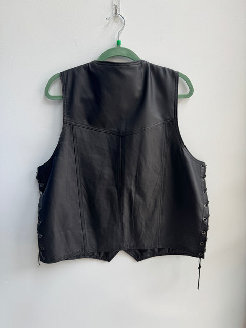 Y2K Diamond Plate Leather Vest Size XL