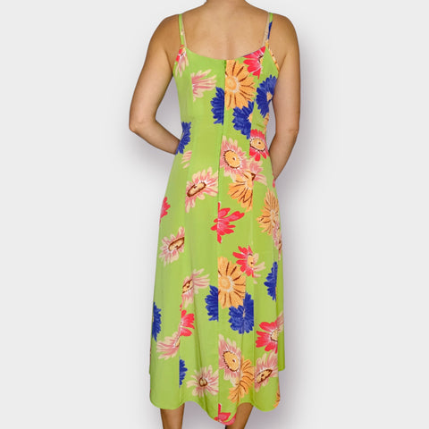 90s Joni Blair Lime Floral Maxi Dress