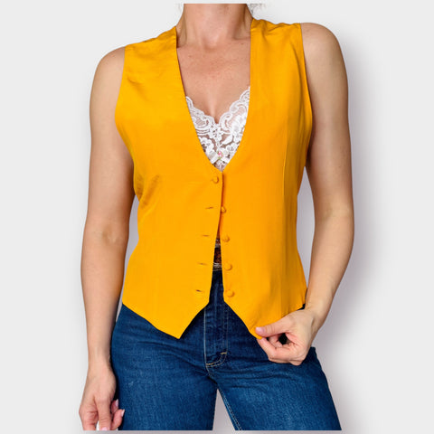 90s Spenser Jeremy Yellow Silk Vest Size M