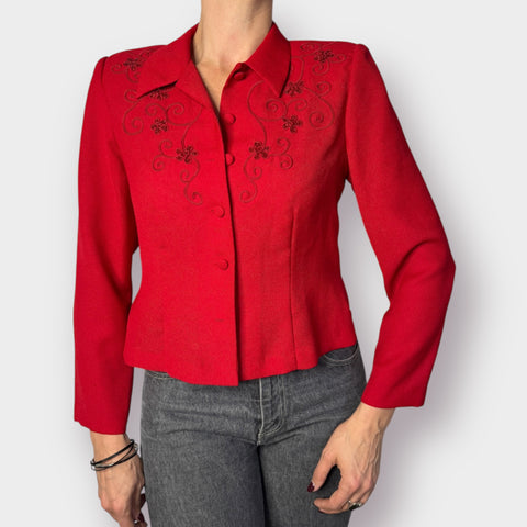 90s Karin Stevens Petites Red Jacket Top Size M