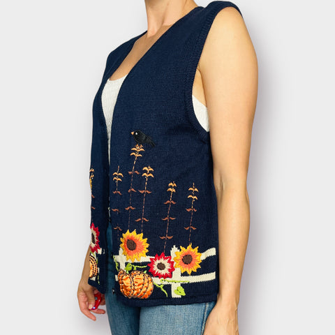 2000s One Resource Navy Scarecrow Sweater Vest