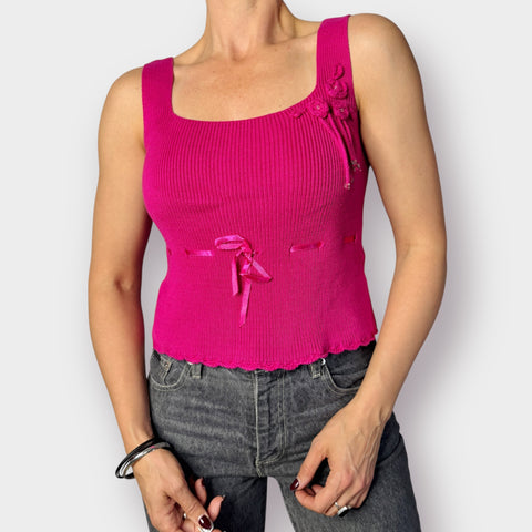 90s Kroshetta Pink Sweater Tank Size S