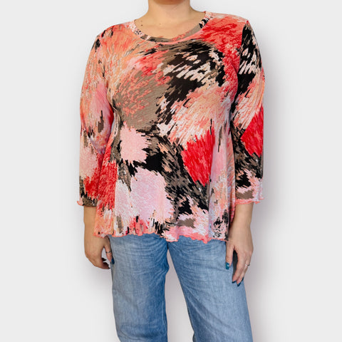 90s Vine Street Peach Black Mesh Top Size L
