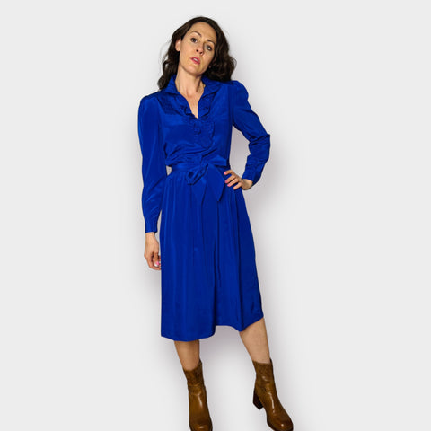 80s Mihang Long Sleeve Blue Dress