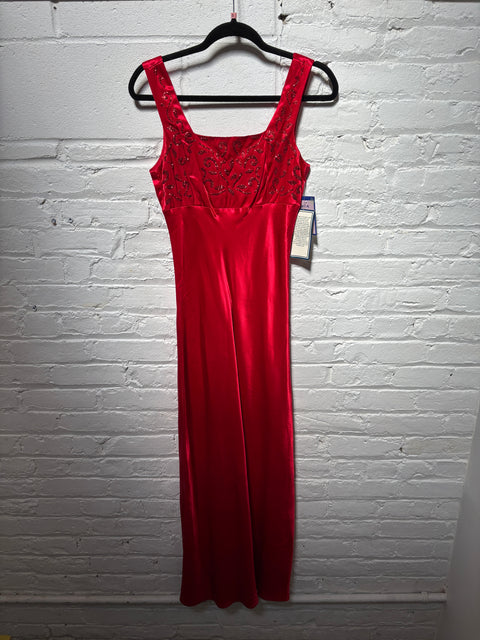 90s Bee Smart Dead Stock Red Gown Size S