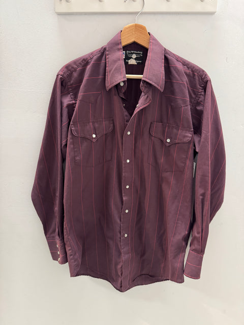 90s Flying Ranchwear Burgundy Pearl Snap Shirt Size M