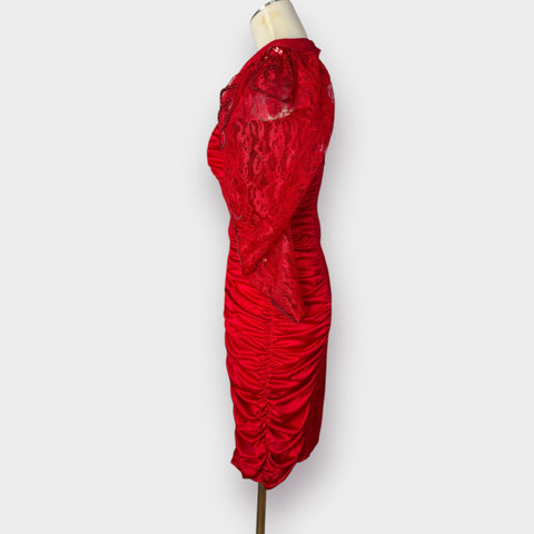 80s Mayvens Red Party Dress Size S