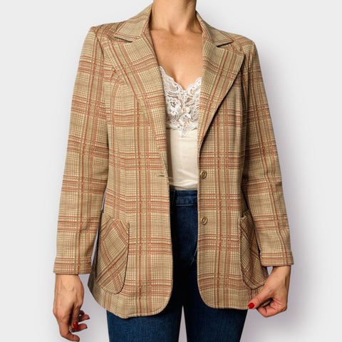 70s Devon Tan Orange Plaid Blazer Size L