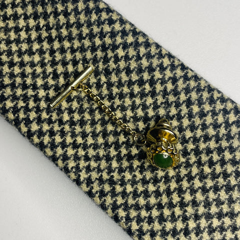 60s Gold Tone Tie Tack with Green Stone